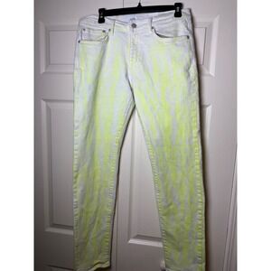 Ovadia New York Slim 002 Jeans Neon Yellow White Tie Dye Mens Size 32 S20